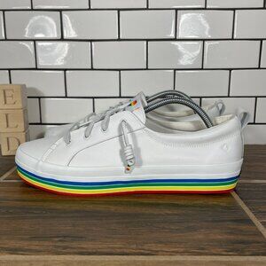 Sperry Crest Vibe Platform Womens 11 Shoes White Leather Pride Slip On Sneakers